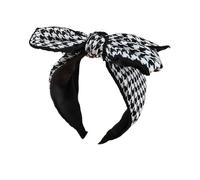 Fascia per capelli in tessuto con bordo largo vintage mille uccelli a scacchi, versione grande (3#)