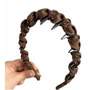 Fascia per capelli in tessuto plissettato, con strass, antiscivolo, stile coreano, da donna (caffè)