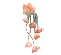 Fascia per capelli in tulle con frangia floreale per coda di cavallo, trecce, nappe floreali