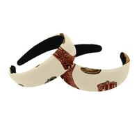 Fascia per capelli in velluto a turbante ampia, alla moda, con stivali da cowboy, cappelli con sfondo beige, fascia elastica per capelli da donna, 2 dimensioni, set da 2