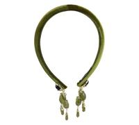 Fascia per capelli in velluto con nappe con perline verdi, elegante accessorio per capelli da donna, cerchietto stile vintage per abbigliamento quotidiano e occasioni speciali