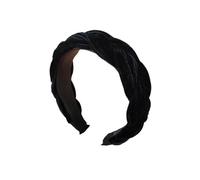 Fascia per capelli in velluto, semplice, larga, alla moda, intrecciata, colore nero