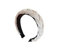 Fascia per capelli in velluto, semplice, larga e alla moda, intrecciata, colore beige