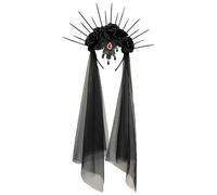 Fascia per capelli in velo di rosa - Costume in velo gotico, accessorio per parrucchino da sposa con pizzo decorativo | Festa di Halloween Cosplay Matrimonio Doccia Ragazze Donne Fascia Decorazione el