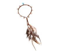 Fascia per capelli indiana da donna con decorazioni piumate intrecciate per festival musicali e vacanze