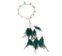 Fascia per capelli indiana da donna con decorazioni piumate intrecciate per festival musicali e vacanze