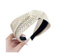 Fascia per capelli intrecciata a quadri, versatile accessorio per capelli con fiocco di personalità (beige 1)