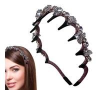Fascia per capelli intrecciata, elegante, antiscivolo, stile vintage, con strass e perle, accessorio decorativo per spose, damigelle d'onore, feste di nozze