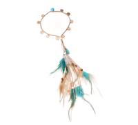 Fascia per capelli intrecciata etnica con piume, per donne, stile indiano, accessorio per capelli in spiaggia e vacanza