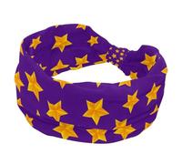Fascia per capelli larga da donna con motivo a stelle dorate con sfondo viola, morbida fascia per capelli a turbante, fascia per capelli antiscivolo, fascia elastica per sudore yoga, allenamento