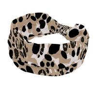 Fascia per capelli larga da donna con motivo leopardato, morbida fascia per capelli a turbante, fascia per la testa antiscivolo, fascia elastica per sudore yoga, allenamento, bandana con nodo