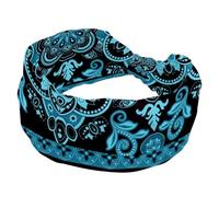 Fascia per capelli larga da donna, morbida fascia per capelli a turbante, mandala, vintage, motivo bohémien, fascia per capelli antiscivolo, fascia elastica per sudore, yoga, allenamento, fascia per
