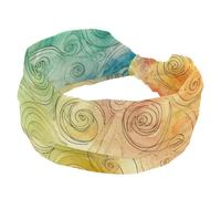 Fascia per capelli larga da donna, morbida fascia per capelli a turbante, stile artistico astratto a vortice antiscivolo, fascia elastica per il sudore, yoga, allenamento, bandana annodata incrociata