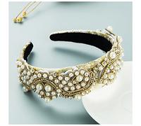 Fascia Per Capelli Luxury Trendy Pearl Inlaid Diamond Fabbands Moda Accessori for capelli Donne Industria pesante Ampia Torta Capannone Hairband Hair Headwear Fascia Per Capelli Donna(Gold)