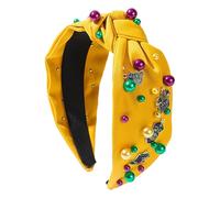 Fascia Per Capelli Mardi Gras, Fascia Annodata Per Mardi Gras | Fasce Larghe Per La Moda Femminile, Fascia Per Sfilata Di Carnevale Con Fiocco Ingioiellato, Fascia Spessa In Diversi Colori Per Abiti D