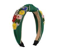 Fascia per capelli, moda donna Cerchietto for capelli con fiori colorati, fascia for capelli con temperamento in cristallo tempestato, accessori for capelli con diamanti annodati a corte retrò for don