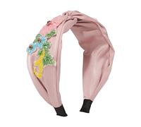 Fascia per capelli, moda donna Cerchietto for capelli vintage con perline, fascia for capelli in tessuto, accessori for capelli a fiore largo for donne e ragazze(White)