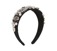 Fascia per capelli, moda donna Fascia for capelli con catena ad artiglio con strass, accessori for capelli con temperamento di perle, cerchio for capelli con diamanti geometrici(White)