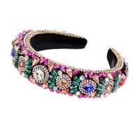 Fascia per capelli, moda donna Fascia for capelli con diamanti colorati Fascia for capelli con strass retrò pesante Accessori for capelli con temperamento di lusso(Blue)