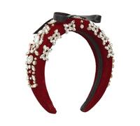 Fascia per capelli, moda donna Fascia for capelli in spugna di velluto pesante, diamanti, fiocco for capelli, temperamento, accessori for capelli in cristallo for donne e ragazze(Black)