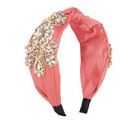 Fascia per capelli, moda donna Fascia for capelli in tessuto geometrico, perla, strass, cerchio for capelli annodato lateralmente, accessori for capelli di lusso pesanti(Gray)