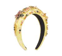 Fascia per capelli, moda donna Fiori elaborati Fascia for capelli Cortile Ricamo Tessuto Cerchio for capelli Temperamento Accessori for capelli alla moda(Yellow)