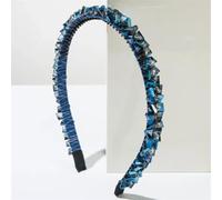 Fascia per capelli morbida e sottile per le donne con strass e perline lunetta accessori per capelli alla moda copricapo blu navy