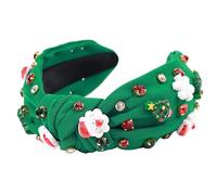 Fascia per capelli natalizia con strass, motivo Babbo Natale e fiocco di neve, accessorio per capelli decorato per feste ed eventi
