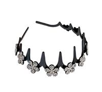 Fascia per capelli ondulata con di strass, accessorio per capelli antiscivolo, alla moda, per allenamento, palestra, spa, lavaggio del viso, cura della pelle