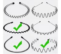 Fascia Per Capelli Ondulata In Metallo Cerchio for testa elastico in metallo ondulato da 1/6 pezzi