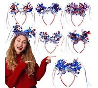 Fascia per capelli patriotica, 6 accessori per capelli patriottici con nappe rosse bianche | Grazioso anello per capelli, decorazione per capelli dal design a sfera, per bambini e adulti