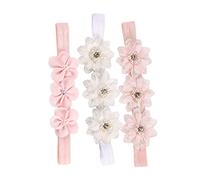 Fascia per capelli per bambina, perle di fiori, fascia per capelli, accessori per per neonati, 3 pezzi