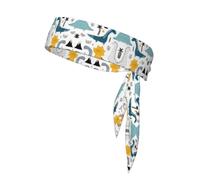 Fascia per capelli per bambini con stampa di dinosauri, perfetta per corsa, fitness e altri sport, fascia regolabile