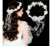 Fascia per capelli per comunione, velo da sposa, velo da sposa, con fiori, per la prima comunione, per matrimonio