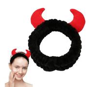Fascia per capelli per il viso, con corno di diavolo, per il trucco, per la doccia, morbida, accessorio creativo per il lavaggio del viso, per donne e ragazze