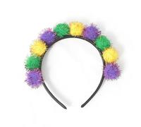 Fascia per capelli per martedì grasso con glitter, viola, verde, oro, soffice, accessorio per capelli per martedì grasso, per donne, ragazze, bambini, carnevale, celebrazioni, parate, festival