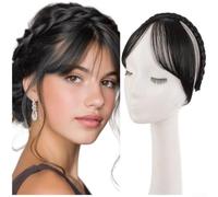 Fascia per capelli per pony, capelli veri, ottico, 20 cm, colore nero | Integrazione senza cuciture, consistenza morbida, nasconde i capelli grigi, ideale per un look lucido, facile da usare