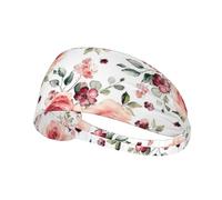 Fascia per capelli regolabile con fiori di rosa in fiore per allenamento, basket, fitness, atletica, calcio, yoga