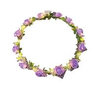 Fascia per capelli regolabile con luce LED romantica ghirlanda luminosa con fiori di rosa luce LED fascia per capelli viola