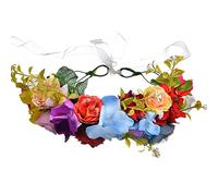 Fascia per capelli regolabile floreale colorata con nastro per matrimoni, festival, viaggi, accessori fotografici floreali con nastro