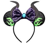 Fascia per capelli rosa Minnie con orecchie, per donne e ragazze, design alla moda (Flaming Maleficent)