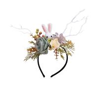Fascia per capelli spessa con conigli, elegante e impreziosita, comoda, per feste e feste a tema