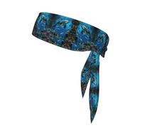 Fascia per capelli sportiva 3D con motivo pesci e mondo sottomarino Dolphi, foulard double-face, copricapo, fascia per capelli, asciugamano per il sudore, benda sportiva.