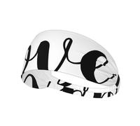 Fascia per capelli sportiva con scritta "Love" in corsivo, semplice linea, per uomo e donna, per allenamento, atletica, corsa, yoga, basket, palestra