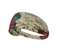 Fascia per capelli sportiva con stelle di Natale rosse e bianche e ali d'angelo, per uomo e donna, per allenamento, atletica, corsa, yoga, basket, palestra