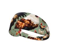 Fascia per capelli sportiva unisex, traspirante, con stampa di gallo e pollo, per allenamento, corsa, palestra