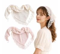 Fascia per capelli triangolare, in pizzo, da donna, confezione da 2 | Sciarpa per capelli in pizzo morbido, bandana donna leggera, accessori per acconciatura quotidiana matrimonio uscita