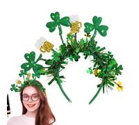 Fascia per capelli trifoglio, fascia per il giorno di San Patrizio | Cerchietto per capelli a quadrifoglio verde - per costumi di carnevale irlandesi con bombetta per donne e ragazze