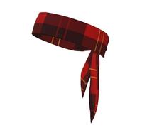 Fascia per capelli unisex-adulto con griglia rossa sottile, linea 9, giallo, nero, quadrata, traspirante, per allenamento, corsa, yoga, bici