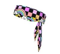 Fascia per capelli unisex con conchiglie arcobaleno e cielo stellato | Fascia elastica regolabile per sport, tennis, corsa e allenamento